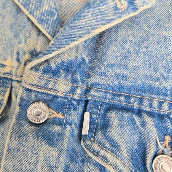 Vtg 80s LEVI'S Type 3 Light Acid Wash Chopped Sleeve Denim Vest XS USA Made - Picture 4 of 8